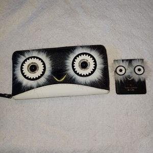 Kate Spade Dashing Beauty Penguin Lacey Black Leather Wallet & Cellphone Sticker